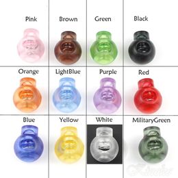100pcs/lot 18x15mm Cord Lock Round Ball Colorful Stopper Toggle Clip Transparent Clear Frost Shoe Lace Outdoor Backpack Bag Parts