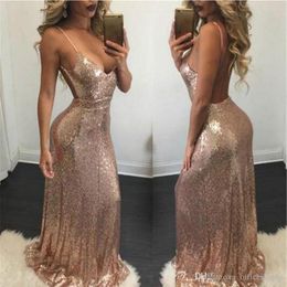 Sexy Bling Sequined Backless Prom Dress Simple Mermaid Dubai African Formal Holiday Wear Party Evening Gowns Custom Made Plus Size