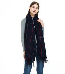 Wholesale- and winter new cashmere big plaid couple scarf increase tassel plaid ladies bib shawl