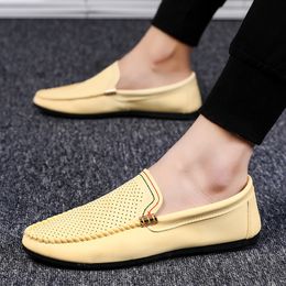 GRAM EPOS 2019 Men Spring Summer Casual shoes High Quality Male Mesh Summer Cool Leather Dress Business Loafer Driving shoes