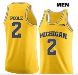 Men Michigan Wolverines Poole #2 College Real embroidery jersey Size S-6XL or custom any name or number jersey