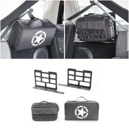 Iron Shelf Black Trunk Storage Rack First Aid Kit Storage Bag For Jeep Wrangler JK JL 2007+ Auto Interior Accessories
