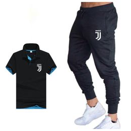 Summer Men's Set Business Casual T Shirts +pants Two Pieces Sets Tracksuit Male jersey Casual Tshirt Fitness trousers men
