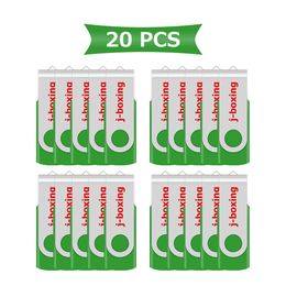 Green Bulk 20pcs 32GB USB Flash Drives Swivel Rotating Metal Flash Memory Stick 32gb for Computer Laptop Tablet Thumb Pen Drives Storage