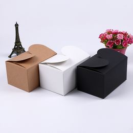 200 x Vintage Retro White/Kraft/Black Kraft Paper Cookie Box, DIY Birthday Party Wedding Favour Packaging Gift Box 15*10*8.5cm