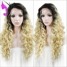 Ombre Blonde Glueless Lace Front simulation Human Hair Wigs Brazilian Deep Wave Wigs 13x4 Lace Front Wig Blonde Hair Wigs 150%