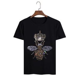 Bee Crown Diamond Design Мужская Летняя футболка Экипаж Шере с коротким рукавом хлопчатобумажные футболки Hommes Случайные мягкие плюс размер топы