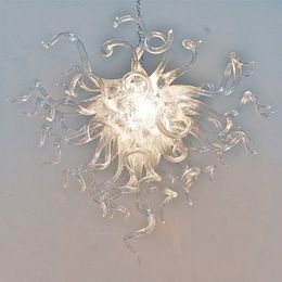 Small Size Transparent Flower Lamp Store Art Decor LED Bulbs Chain Pendant Light 100% Hand Blown Glass Chandelier Lights Fixtures