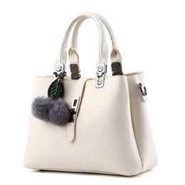 HBP Embroidery Messenger Bags Women Leather Handbags for Woman Sac a Main Ladies hair ball HandBag Tote Beige