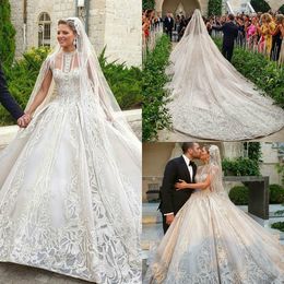 monarch train wedding dresses UK - 2020 Luxury Elie Saab Ball Gown Wedding Dresses Lace Beaded Monarch Train Vintage Dubai Wedding Dress Plus Size Arabic Bridal Gowns