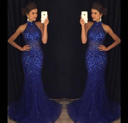 Mermaid Evening Dresses Royal Blue Sleeveless Holiday Wear Formal Party Prom Gowns Custom Made Plus Size