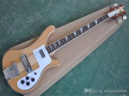 Natural wood color 4 Strings Electric Bass with Rosewood Fretboard,White Pickguard,Binding Body,offer customized
