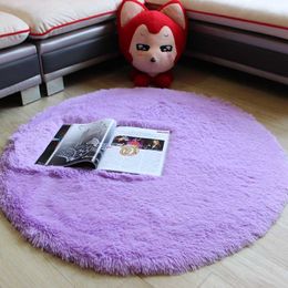 Home Supplies 3 Size Large Long Plush Shaggy Soft Round Carpet Non-Slip Floor Rug Yoga Mat For Bedroom Parlour Living Room