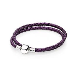 NEW Fashion 925 Sterling Silver Multicolor Mixed 12 Colors Women Double-Leather Bracelet Fit Charm DIY Gift Original Iconic Bead twelve