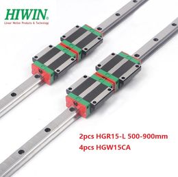 2pcs Original New HIWIN HGR15-500mm/600mm/700mm/800mm/900mm linear rail + 4pcs HGW15CA /HGW15CC linear Flange Carriage for cnc router parts