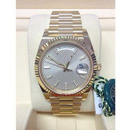 Original box certificate Mens Classic Big DAY DATE 228238 40mm Yellow Gold Silver Diagonal Motif Index Automatic Movement