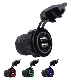 led car moto charger usb 12 24v black waterproof auto car cigarette lighter socket for mobile motorcycle free
