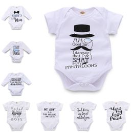 Infant White Rompers Letters Printed Round Collar Summer Romper Newborn Boys Girls Designer Clothes 3-18M Triangle Romper