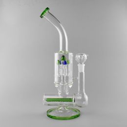 Unique Bent Neck Hookah Bong with Five Arrow Filtration - 13 Inches Glass Water Pipe with Bowl