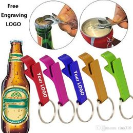 Newest 200pcs key chain metal Aluminium alloy keychain ring beer bottle opener Openers Tool Gear Beverage custom Personalised pay extra