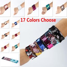 DIY Charm Bracelets Mermaid Sequin Wristband Glitter Jewelry Bangle Wedding Party Christmas Favors XMAS Gifts XD20054