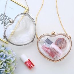 DHL10pcs Evening Bag Women PVC Heart Shaped Transparent Hasp Shoulder Bag 2Colors size 15*8.5*14 cm