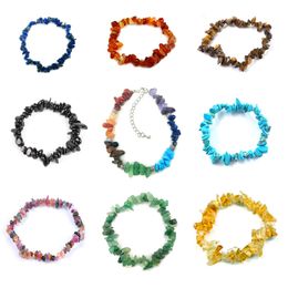 JLN Chip Stone Bracelet Seven Chakra Irregular Quartz Crystal Gravel Lapis Tiger Eye Garnet Tourmaline Bracelet For Men Women Girls