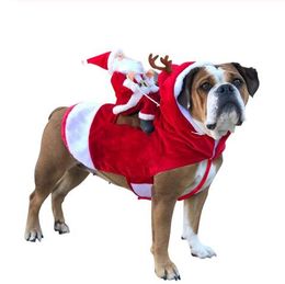 Christmas Dog Clothes Santa Dog Costumes Holiday Party Dressing up Clothing for Smal Medium Large Dogs Funny Pet Outfit Riding GB1365