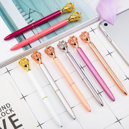 Creative Multicolor Crown Ballpoint Pen Metal Ring Roller Ball Pens School Office Supplies Business Pen Stationery Student Gift