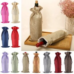 jute bags red Australia - New Jute Wine Bags Red Wine Bottle Covers Gift Champagne Pouch Burlap Packaging Bag Wedding Party Decoration Wine Bags DA277