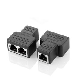 1 to 2 Ways RJ45 Ethernet LAN Network Splitter Double Ports Coupler Extender Plug Connector for Laptop Docking Stations