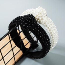 New Fashion Women Hair Accessories Pearls Headband For Adult Centre Knot Casual Turban Autumn Hairband Wholesale