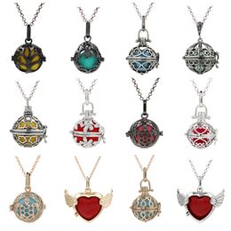 200 Style Tree of Life Waterdrop Owl pregnant Necklace Essential Oil Diffuser Locket Angel Bola Lave Beads Cage Perfume Pendant Charms