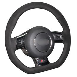 DIY Black Suede Car Steering Wheel Cover for Audi TT 2008-2013
