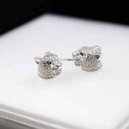 Fashion- silver earrings for women Brand Design Gold Plated Zircon Jewellery Cute Animal Leopard Earring Wholesale