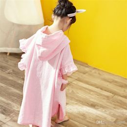 Hooded Water Uptake Bathrobe Mermaid Cotton Bath Cloth Comfortable Soft Beach Towel Girls Boys Swim Cartoon Lovely New 55jyb1