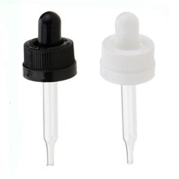 Black White Childproof Cap Essential Oil Glass Dropper Bottle 1OZ E Liquid Container with Brown Green Blue Clear Colors