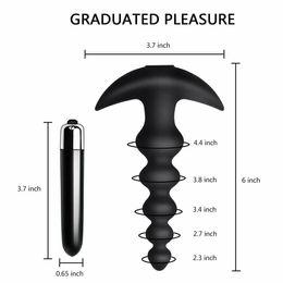 Anal Beads Butt Plug Flexible Silicone 16 Vibration Modes Design Sex Men Women Adult Erotic Toy