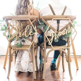 Wood Chair Banner Chair Bride&Grooms Sign DIY Wedding Decoration for Engagement Wedding Party Supplies letter chair covers