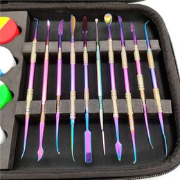 New Dab Tools Set Titanium Nail Dabber Tool Concentrate Vaporizer Dab Wax Tool Dry Herb Tool W 4 Nonstick Wax Containers Silicone Box Purple