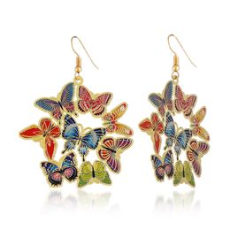 Wholesale-Euro-American Simple Major Brand Animal Popular Exaggeration Computer Slice Oil Drop Butterfly Earrings