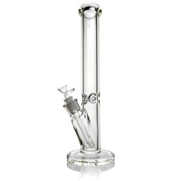 9mm straight tube bong water bong super thick glass water pipe Stable Circular Foot 16'' Old School Glass Bong Waterpipe Straight Tube