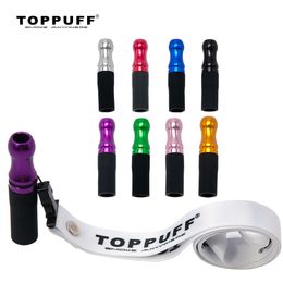 TOPPUFF Colourful Metal Hookah Mouthpiece ChiCha Narguile Mouth Tips with Hang Rope Strap Cachimba Shisha Accessories