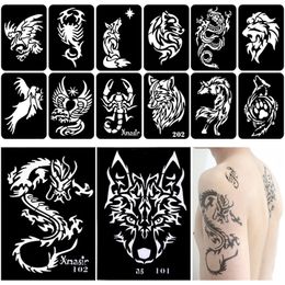 airbrush templates stencils Australia - 34pcs lot dragon wolf stencils template for men arm back chest paint reusable airbrush tattoo sticker 2 large + 32 small