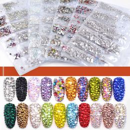 Mix Sized Crystal Glass Nail Art Rhinestones SS4-SS16 Mixed Colorful Charms Nails Stones