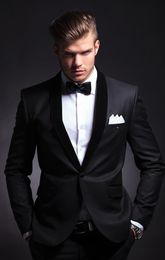 New Classic Style Groom Tuxedos Groomsmen One Button Shawl Lapel Best Man Suit Wedding Men's Blazer Suits (Jacket+Pants+Girdle+Tie) 1317