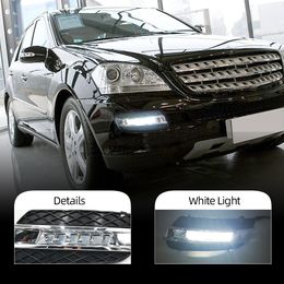 2PCS DRL For Mercedes Benz ML350 W164 ML280 ML300 ML320 2006 2007 2008 2009 Daytime Running Lights Fog head Lamp cover car styling