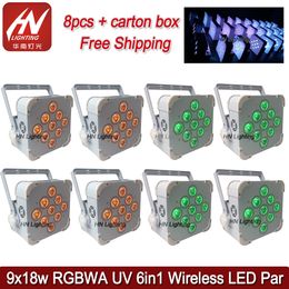 8pcs Battery Par50 Lights 9*18W RGBAW UV Wireless DMX LED Par Uplights for Weddings DJ Party Uplighting