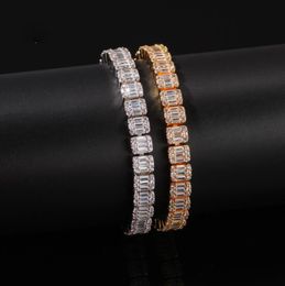 8.6mm Square Zircon Hip-hop Rap Punk Bracelet for Men's Fashion and Personality Jewellery 7inch 8inch
