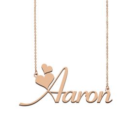Aaron name necklace pendant for women girls birthday gift Custom children best friends jewelry with 18k gold plated Stainless steel